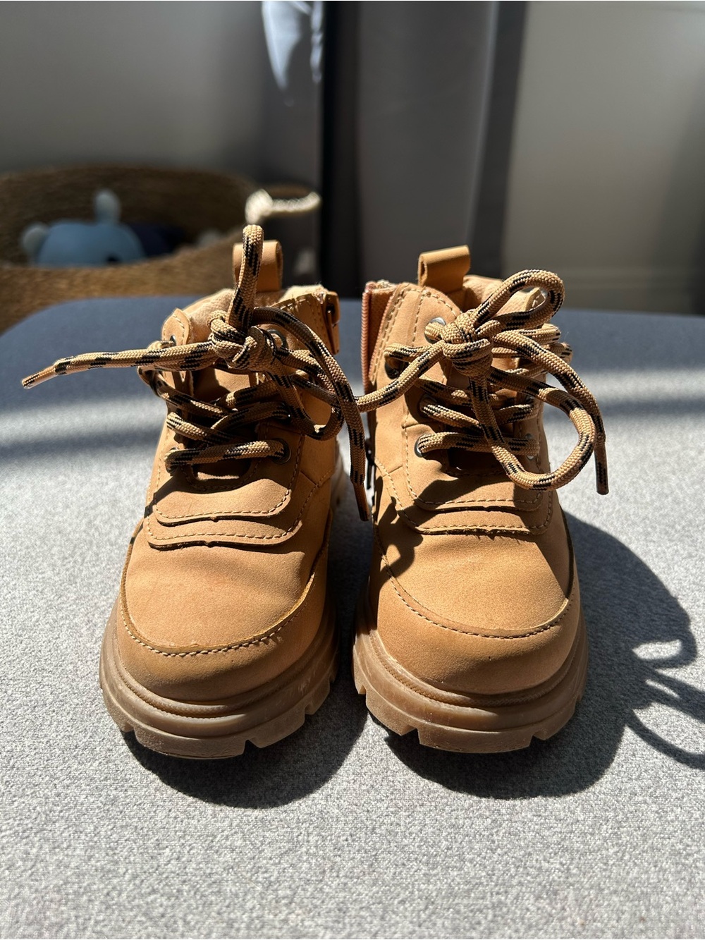 Zara Baby Tan Lace-Up Hiking Boots